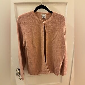 Leon Levin Hand Loomed Light Pink Cardigan Sweater